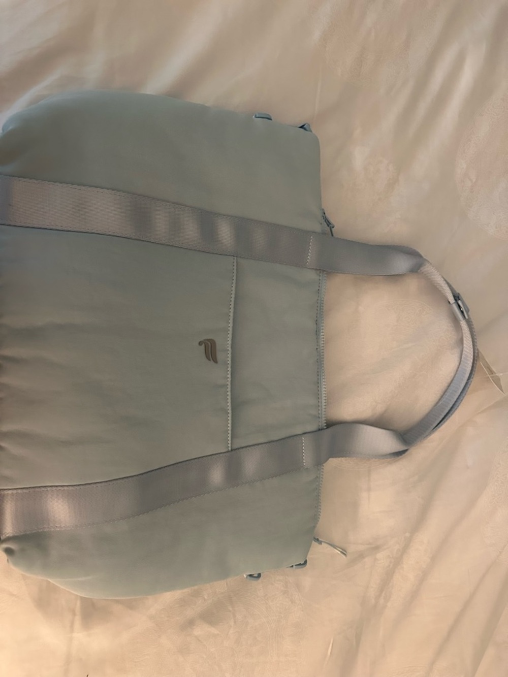 Fabletics Light Gray Tote Bag with Satin-Strap Detail - Picture 2 of 8